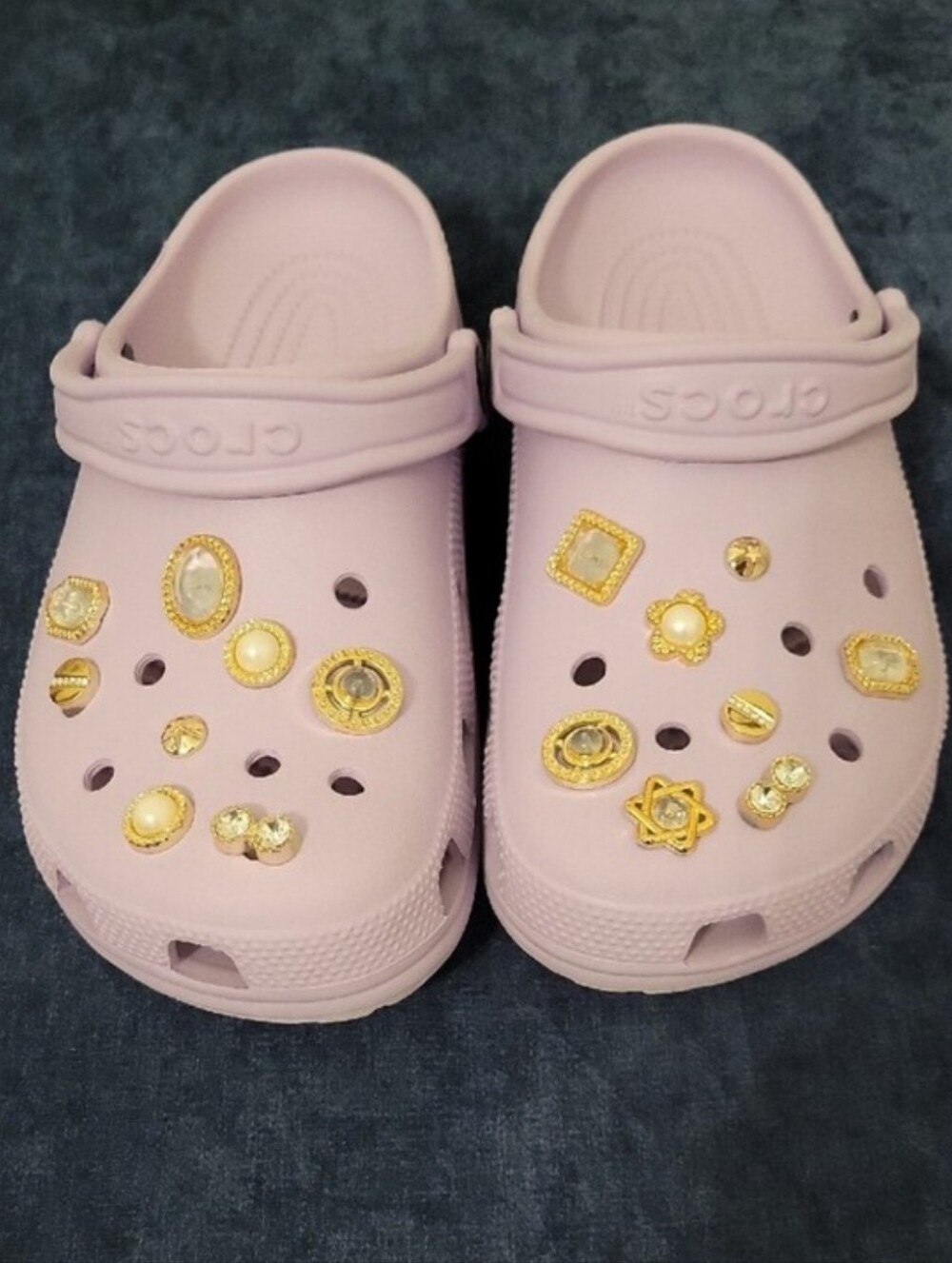 Crocs Classic Clog with Gold Charm Accents - Light Lavender